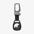 AMP01565 - AirTag Case Rugged Armor showing the front and side with carabiner opened